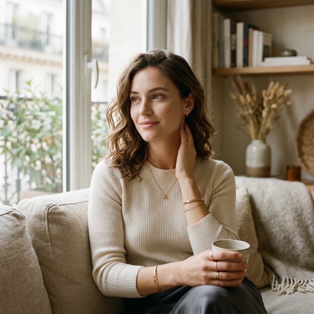 Woman wearing Elara Arc jewelry